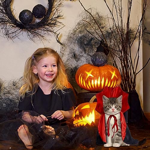 Halloween Cat Costume Vampire Cape for Small Medium Dogs Cats Witch Cloak - Image 7