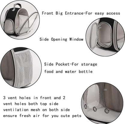 Hamster Backpack Carrier, Bearded Dragon Carrier Backpack with Clear Bubble Window,Small Animal Travel Backpack for Sugar Glider Hedgehog Rat Parrot, Airline Approved (Blue, Backpack)