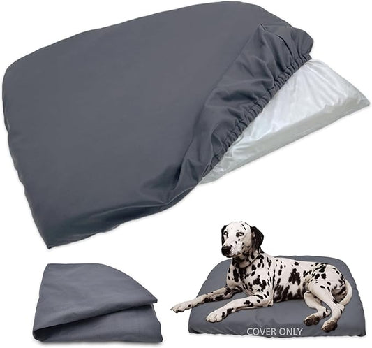 Dog Bed Cover Waterproof Replacement Machine Washable Covers for 44x32 Inch Dog Bed Heavy Duty Scratch Resistant Mattress Protector Pet Bed Cover Only Grey