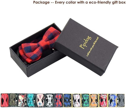 Cat Collar Breakaway with Bell and Bow Tie, Plaid Design Adjustable Safety Kitty Kitten Collars(6.8-10.8in) (Red Plaid 2)
