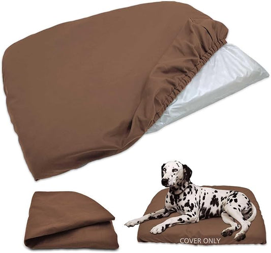 Dog Bed Cover Waterproof Replacement Machine Washable Covers for 54x44 Inch Dog Bed Heavy Duty Scratch Resistant Mattress Protector Pet Bed Cover Only Brown