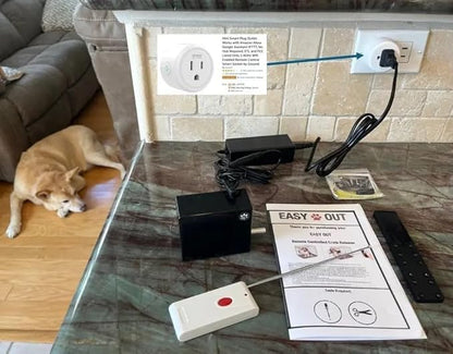 Easy Out Automated Pet Crate Opener for Single or Double Latch Crates, Activated by Remote Control or Wi-Fi Smart Plug, Model EODP1