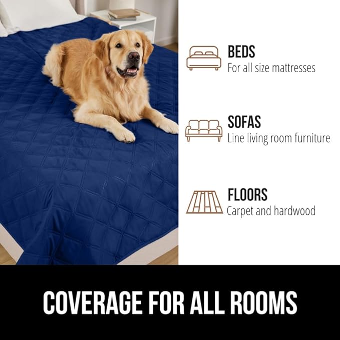 GORILLA GRIP Waterproof Couch Cover for Dogs, Gripped Slip Resistant Backing, Leak Proof Washable Dog Blanket Covers Sofa, Bed, Sectional, Crate, Car, RV Seats, Pet Puppy Essentials, 30x70 Navy
