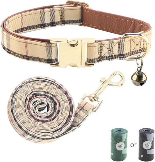 Yizepet Dog Collar and Leash - Adjustable pet Collar for Dogs with Metal Buckle Collar, Stylish Pattern for Small Medium or Large Boy and Girl Dog and Cat