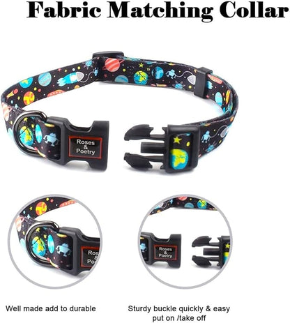 Roses&Poetry Dog Collar with Colourful Star Patterns, Adjustable Durable Puppy Collars for Small Medium Large Dogs (Star-S)