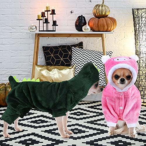 Queekay 2pcs Dinosaur and Pink Pig Pet Costume Halloween Clothes, Medium - Image 6