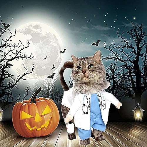 Dog Cat Doctor Costume, Funny Pet Doctor Halloween Costumes for Small Dogs Cats Puppy, Cosplay Party Dog Jeans Clothing Chrismas Clothes Cool Outfit Cat Apparel Cute Uniform (Doctor, X-Small) - Image 2