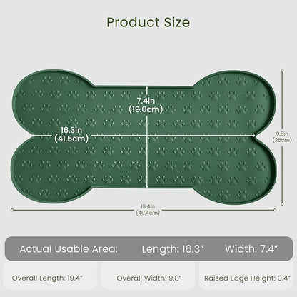 Dog Food Mat Anti-Slip Silicone Dog Bowl Mat Thicker Pet Placemat Waterproof Cat Feeder Pad with Raised Edge Puppy Kitten Feeding Mats Suitable Small Medium-Sized Dogs Cats Eating Tray