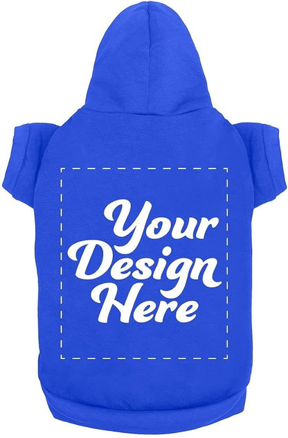 Personalized Dog Hooded Sweatshirt Custom Pet Pullover Hoodie Text/Image Small/Medium/Large Dogs,Puppy,Cat and Kitten (XX-Large, Royal Blue)