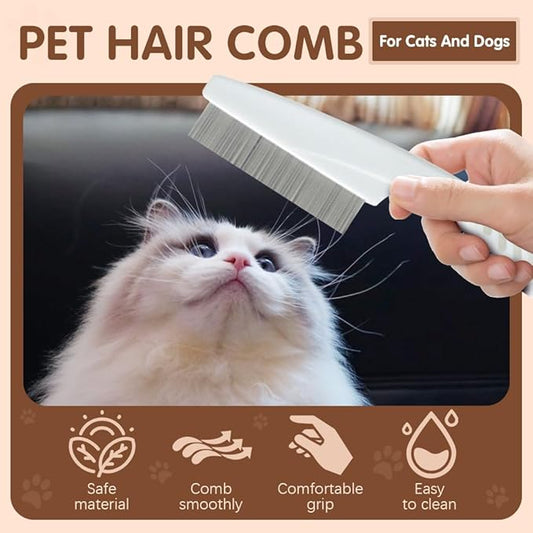 2 Pack Multifunctional Pet Comb, Upgrade Pet Grooming Brush Magic Tear Stain Removal Fine Tooth Stainless Massage Comb Kit for Puppies and Dogs (Blue)