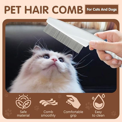 2 Pack Multifunctional Pet Comb, Upgrade Pet Grooming Brush Magic Tear Stain Removal Fine Tooth Stainless Massage Comb Kit for Puppies and Dogs (White)
