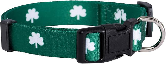 Native Pup St Patricks Dog Collar- Saint Patrick Green Shamrock Pet Collars- St. Patrick’s Lucky Irish- Cute Boy Girl Puppy Gift- Adjustable for Small, Medium, Large Breeds (Shamrock, Large)