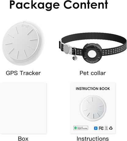 Cat Tracker, Lightweight Pet Tracker for Cats, No Monthly Fee Cat GPS Tracker Compatible with Apple Find My App(Only iOS), Real-Time Tracking, Precise Positioning, Smart Alerts, Waterproof