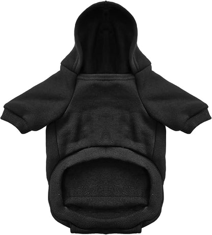 Jecikelon Winter Dog Hoodie Sweatshirts with Pockets Warm Dog Clothes for Small Dogs Chihuahua Coat Clothing Puppy Cat Custume (Black, Large)