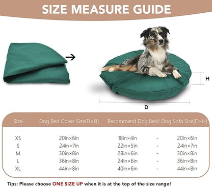 Dog Bed Cover Waterproof Replacement Machine Washable Covers for 24x24 Inch Dog Bed Heavy Duty Scratch Resistant Mattress Protector Pet Bed Round Dark Green Cover Only