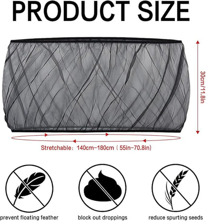 Universal Bird Cage Seed Catcher, Elasticity Airy Gauze Guard Net Cover, Soft Parrot Mesh Skirt Cover, for Round Square Cages (Black, L)