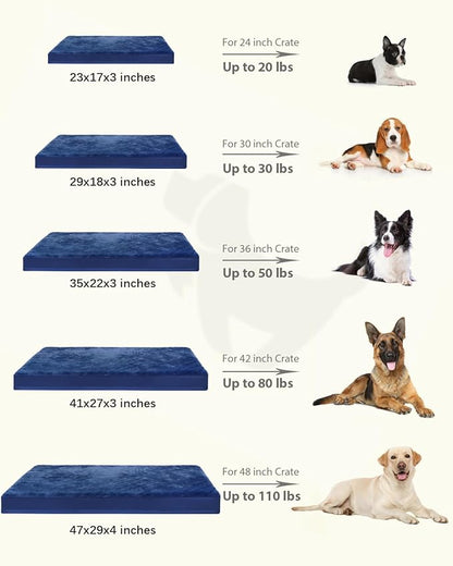 KSIIA Orthopedic Dog Crate Bed Waterproof Dog beds for Extra Large Dogs Deluxe Plush Washable Pet Mat with Egg Crate Foam & Removable Cover, 47 x 29 Inch, Blue
