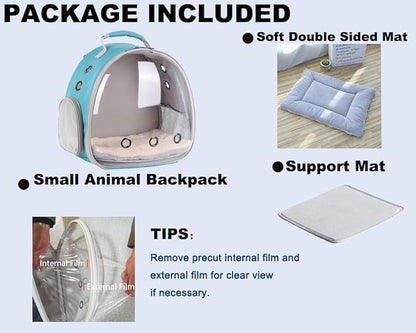 Portable Small Animal Backpack Travel Breathable Pet Carrier Bag Cages for Guinea Pig, Rabbit, Bearded Dragon, Squirrel, Tortoise, Bird, Lizard, Sugar Glider