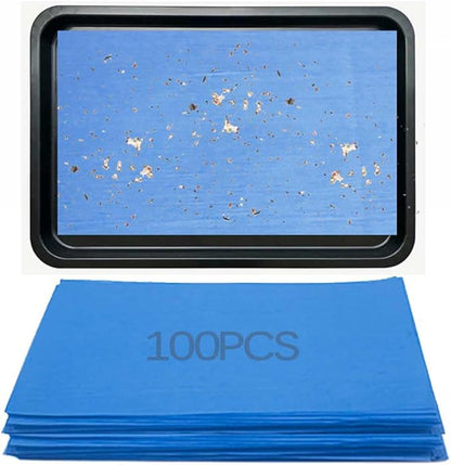 Firdnyohs 100 Pcs Bird Cage Liner Papers 11X17in Blue Cage Paper Liners Disposable Cage Paper Liners Thicken Precut Absorbent Cushion Pad Mat Accessories for Pet Bird Parrot(Blue)