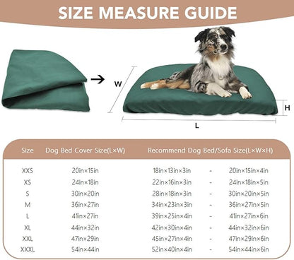 Dog Bed Cover Waterproof Replacement Machine Washable Covers for 41x27 Inch Dog Bed Heavy Duty Scratch Resistant Mattress Protector Pet Bed Cover Only Dark Green