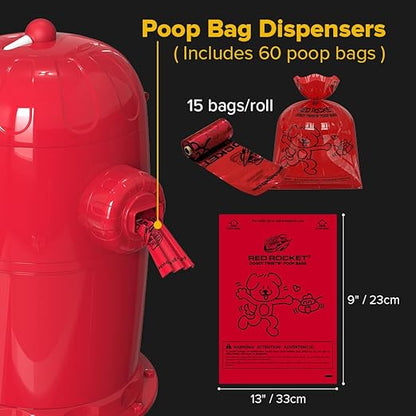 Red Rocket Pets Dog Poop Trash Can Doggy Twist'R, Odor Free Dog Waste Disposal System for Outdoor and Indoor (Medium)