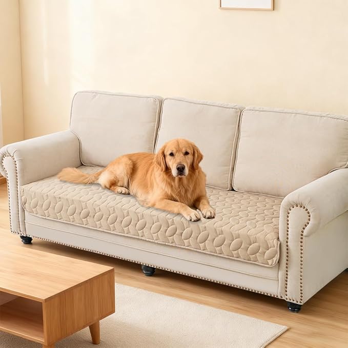 Ameritex Waterproof Pet Bed Cover Anti-Slip Dog Bed Blanket for Sofa and Furniture Waterproof New Pattern Design (Beige, 30x80 Inch (Pack of 1))