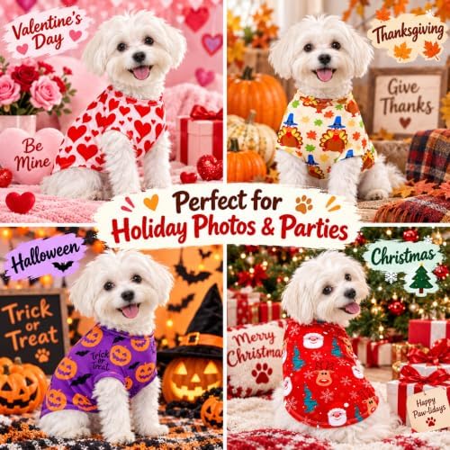 Xuniea 6 Pcs Halloween Dog Shirt, Holiday Pet Clothes, S (fit 3-5lbs - Image 4