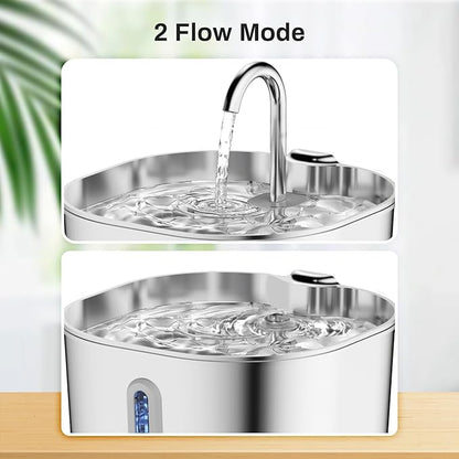 2.2L Stainless Steel Cat Water Fountain Automatic Pet Water Dispenser Accessories Auto Cat Drinking Fountain Dog Drinker Bowl