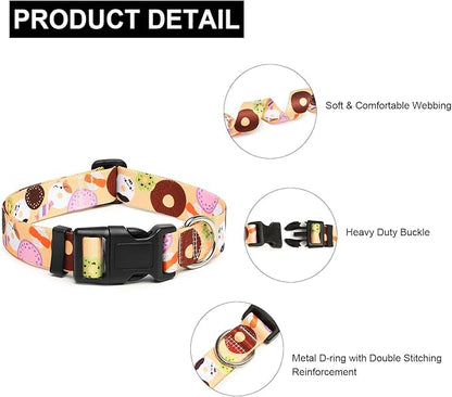 Mercano Adjustable Dog Collar - Special Design Patterns, Soft Nylon Comfortable Sturdy Pet Collar for Small Medium Large Dogs (M, Beige Cookie)