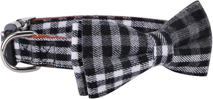 Faleela Soft &Comfy Bowtie Dog Collar,Detachable and Adjustable Bow Tie Collar,for Small Medium Large Pet (Medium (Pack of 1), Black and Whit)