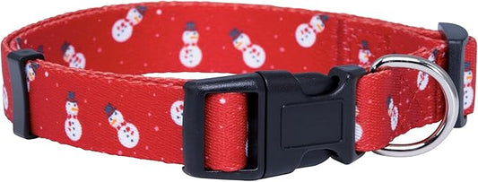 Native Pup Christmas Dog Collar- Winter Holiday Collars for Pets- Xmas Gift for Puppy- Santa, Reindeer, Snowman, Candy Cane, Red Green- Girl Boy- Small, Medium, Large Breeds (Snowman, Small)