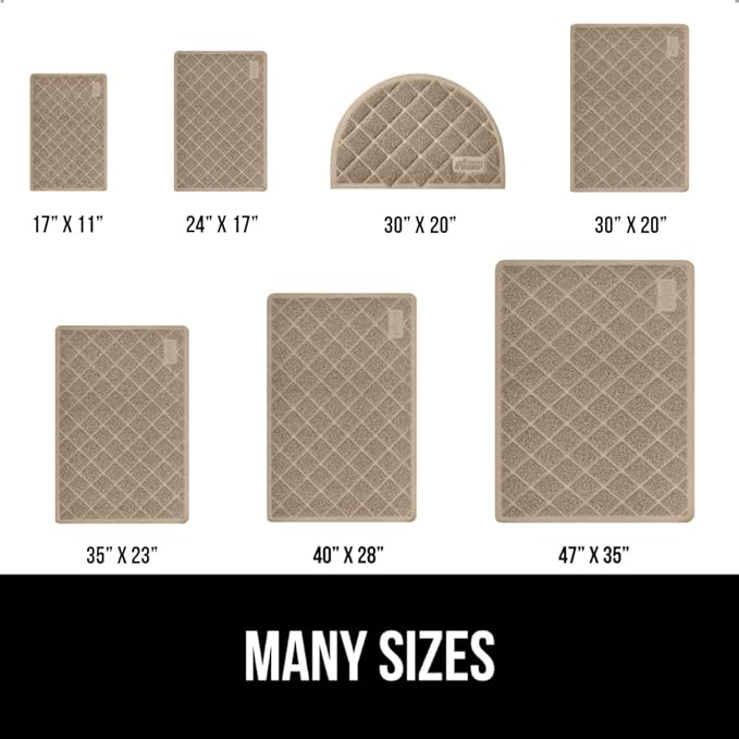 GORILLA GRIP Cat Litter Box Mat, 35x23 2 Pack, Water Resistant, US Designed Kitty Litter Trapping Mats, Easy to Clean Scatter Control, Less Mess and Clean Floors, Kitten Supplies for Indoor Cats Beige