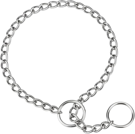 TagME Chain Choke Collar for Dogs, Adjustable Weather Proof Necklace for Small and Puppy Dogs, Alloy Steel Pet Training Collar