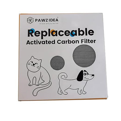 PAWZIDEA Activated Carbon Filter Replacement for Pet Waste Trash Cans Wall Mounted, 3.15"*3.15" Square Thick Deodorizing Carbon Filters, 4-Pack, Replace Every Month