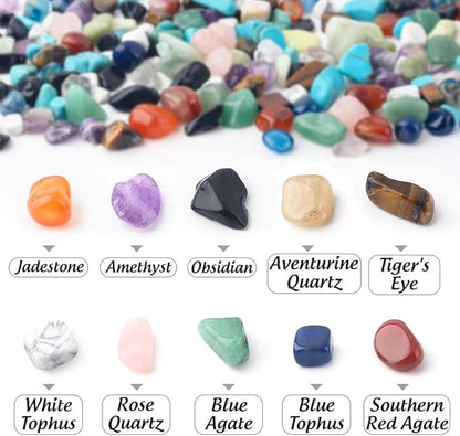 JOHOUSE Quartz Crystals, Crushed Chips Tumbled Polished Stone Beads Irregular Shaped Succulent Rocks for Plants Indoor Betta Fish Tank Gravel Vase Filler Crafts About 1lb(450g),10 Different Kinds