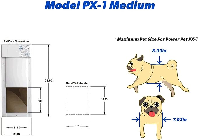 Power Pet Automatic Electronic Pet Door by High Tech Pet - Pet Operated Dog Door, High Security, Air Tight, for Medium Dogs up to 30 lbs. (8¼" X 10" Pet Opening), Easy Install