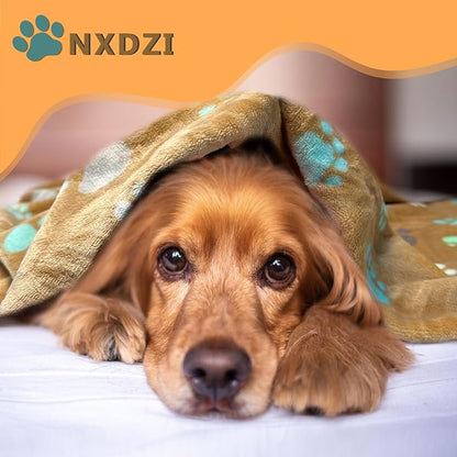 Dog Blankets for Large Dogs, 3 Pcs Dog Blanket Washable, Soft Fluffy Flannel Pet Blanket Mat Cover for Bed Couch, Cute Print Puppy Blanket 60" x 50"