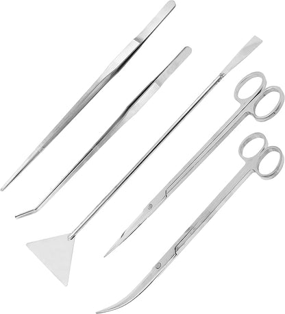 Mandala Crafts Stainless Steel Aquascaping Tools Kit – Aquarium Plant Tools with Tweezers, Spatula, and Scissors for Fish Tanks, Hospital Tanks, Goldfish Bowls, Aquariums, and Terrariums