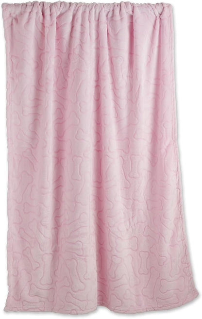 Bone Dry Embossed Bone Print Pet Blanket, Pink, 36x48"
