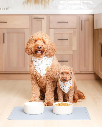 Remy+Roo Dusty Blue Silicone Dog Food Mat for Pet Bowl | 100% Waterproof | Non-Slip | Dishwasher Safe
