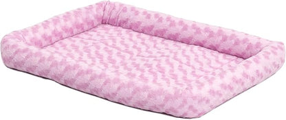 MidWest Homes for Pets QuietTime Fashion Dog Bed – Pink Faux Fur Bolster, Ultra-Soft and Machine Washable, Fits 36-Inch Crates and Carriers, for Medium to Large Breed Dogs