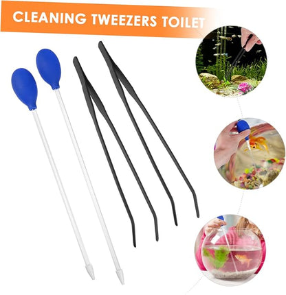 4Pcs Fish Tank Cleaning Tools Aquarium Tweezers Pipette for Easy Water Changes Durable Lightweight Aquarium Accessories for Plants Substrate and Aquatic Pets