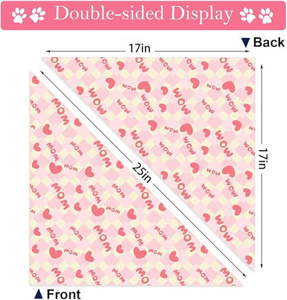 Mother Day Dog Bandanas, I Love Mom Dog Scarf, Accessories for Medium Large Dogs