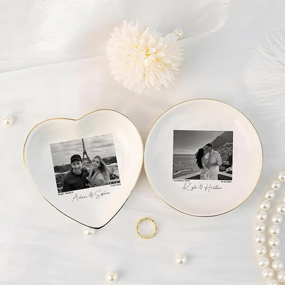 Custom Couple Portrait Photo Ring Dish, Personalized Picture Trinket Tray, Engagement Ring Dish, Wedding Jewelry Tray Keepsake Valentines Gift for Her Him Wife Husband