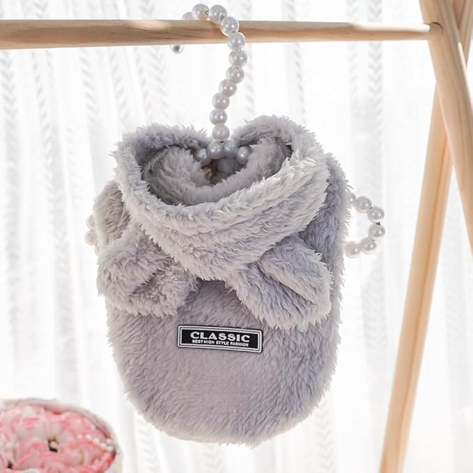 Selena Cat Bunny Ears Costume Cute Dog Kitten Hoodies Sweater Rabbit Ears Puppy Pet Apparel (Small,Gray)