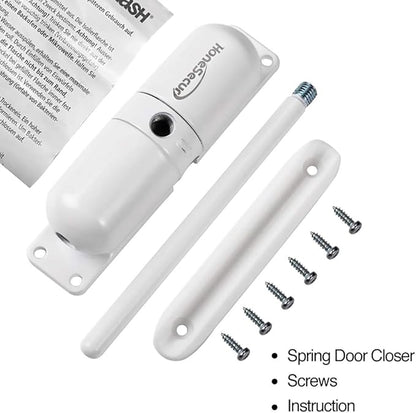 Safety Spring Door Closers, Adjustable Closing Door Hinge, Automatic Stopper Fire Rated, to Convert Hinged Doors to Self Closing Doors - White