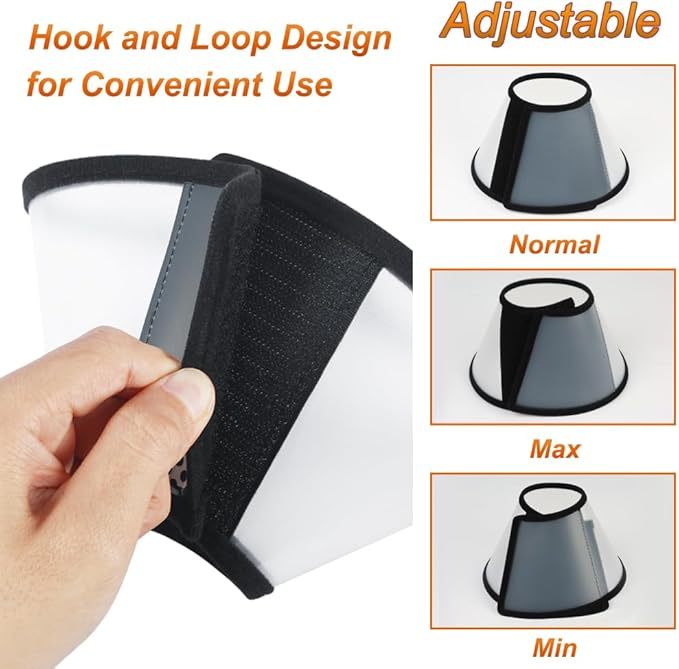 Vivifying Cat Cone, Adjustable Recovery Pet Cone, Three Sizes Lightweight Plastic Elizabethan Collar for Cats, Mini Dogs and Rabbits (Black)