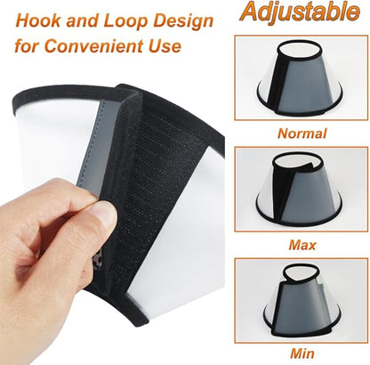 Vivifying Cat Cone, Adjustable Recovery Pet Cone, Three Sizes Lightweight Plastic Elizabethan Collar for Cats, Mini Dogs and Rabbits (Black)