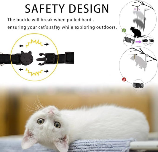 Airtag Cat Collar Breakaway, Safety Kitten Collar with Apple Airtag Holder, GPS Cat Collar with Bell, Lightweigh Tracker Cat Collars for Girl Boy Cats, Kittens and Puppies (red Moon)