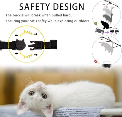 Airtag Cat Collar Breakaway, Safety Kitten Collar with Apple Airtag Holder,Cute GPS Cat Collar with Bell[Black], Lightweigh Tracker Cat Collars for Girl Boy Cats, Kittens and Puppies